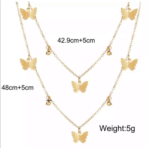 New 18K Gold Plated Butterfly  Chain Necklace - Picture 5 of 6